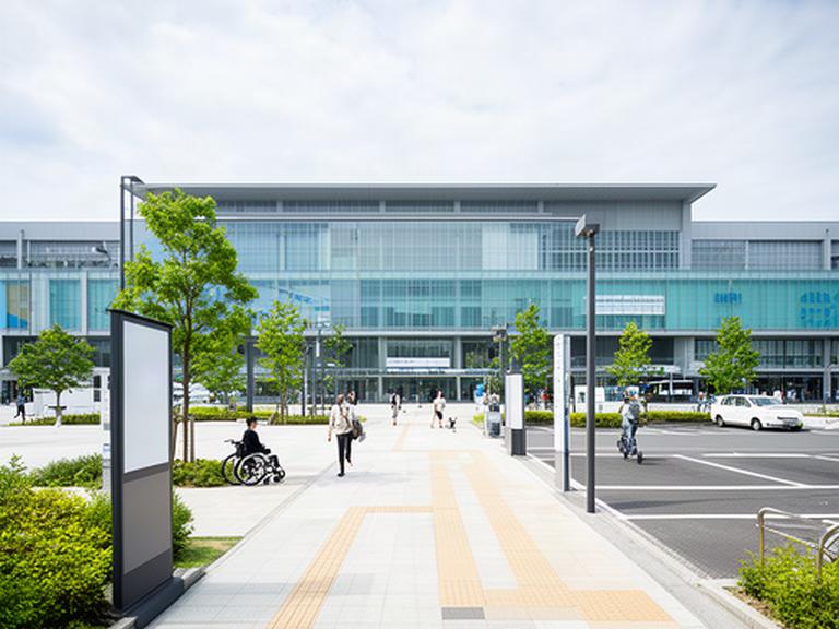 東京国際展示場の周辺とりんかい線から会場へ向かう歩道を示した案内イメージ